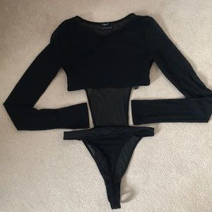 Urban Outfitters Mesh Long Sleeve Bodysuit